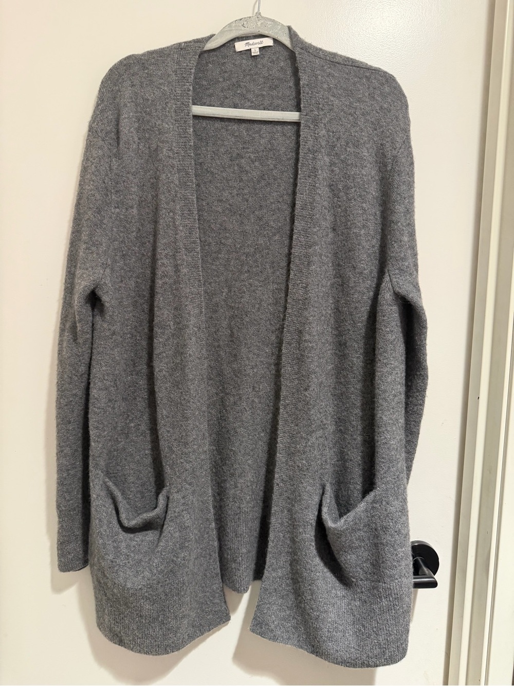 Madewell Heather Gray Open Cardigan with Front Pockets